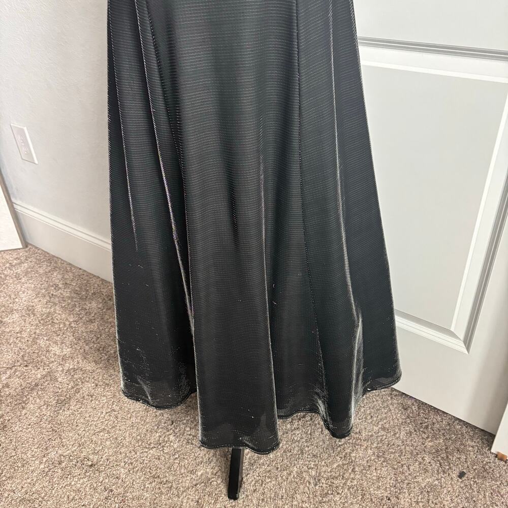 VTG Night Way Collections Metallic Black Ball Gown Dress 4 Spaghetti Strap - Picture 5 of 16